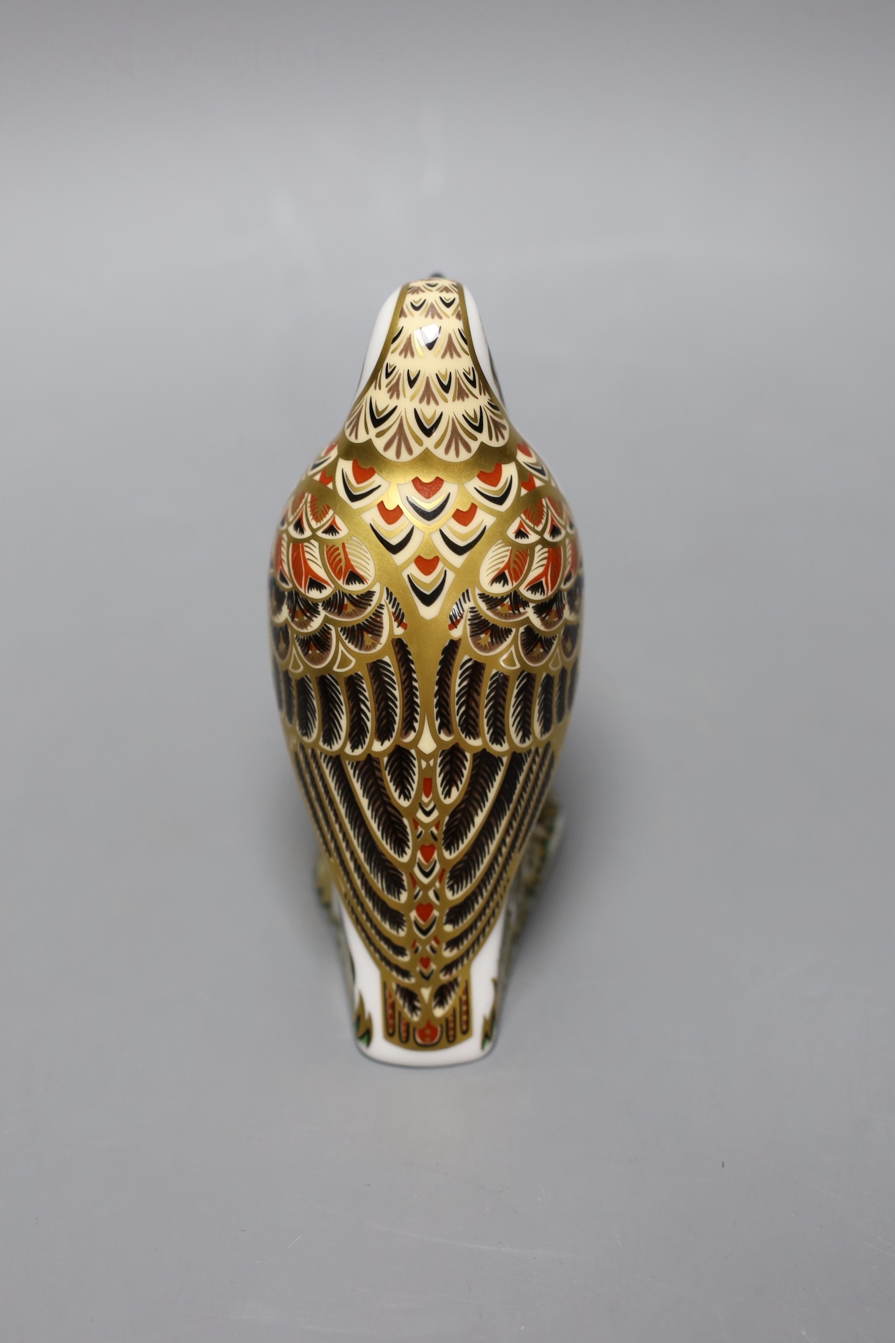 A Royal Crown Derby paperweight - Song Thrush, gold stopper, box, no certificate